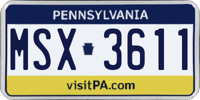 PA license plate MSX3611