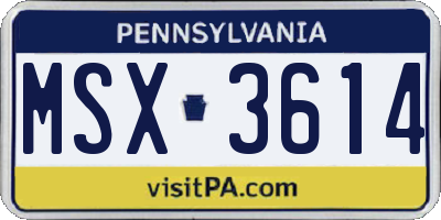 PA license plate MSX3614
