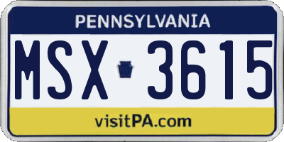 PA license plate MSX3615