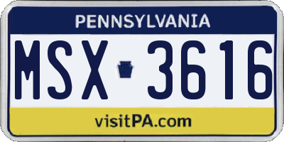 PA license plate MSX3616