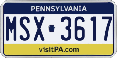 PA license plate MSX3617