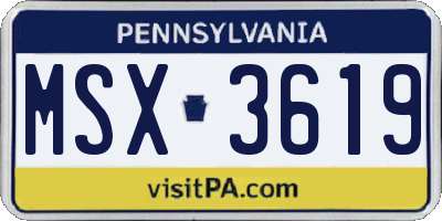 PA license plate MSX3619