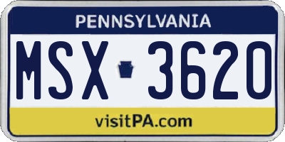PA license plate MSX3620