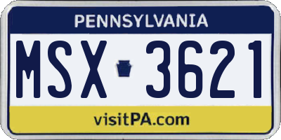 PA license plate MSX3621