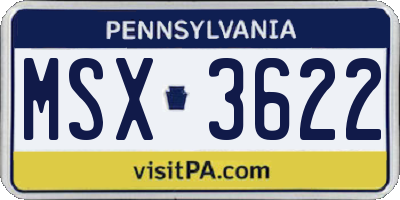 PA license plate MSX3622