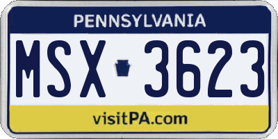 PA license plate MSX3623