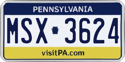 PA license plate MSX3624