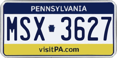 PA license plate MSX3627