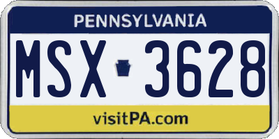 PA license plate MSX3628