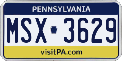 PA license plate MSX3629