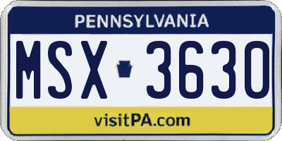PA license plate MSX3630