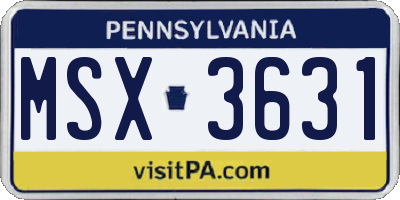 PA license plate MSX3631