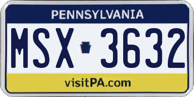 PA license plate MSX3632