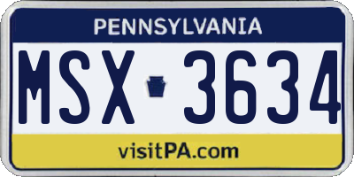 PA license plate MSX3634