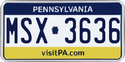 PA license plate MSX3636