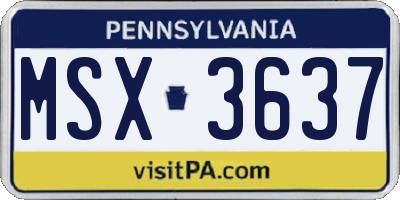 PA license plate MSX3637