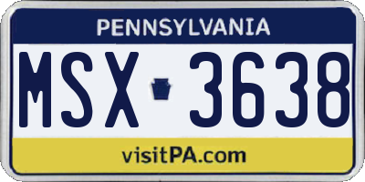 PA license plate MSX3638