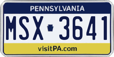 PA license plate MSX3641