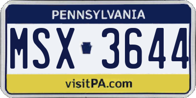PA license plate MSX3644