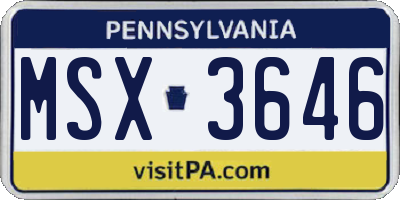 PA license plate MSX3646