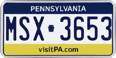 PA license plate MSX3653