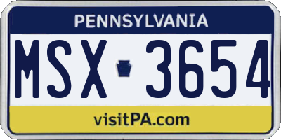 PA license plate MSX3654