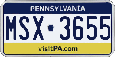 PA license plate MSX3655