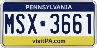 PA license plate MSX3661