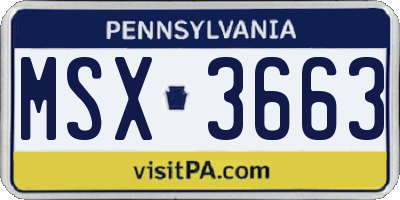 PA license plate MSX3663