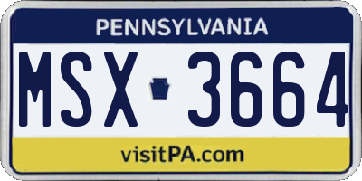 PA license plate MSX3664