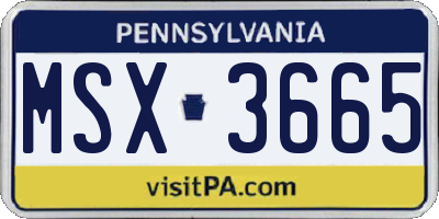 PA license plate MSX3665