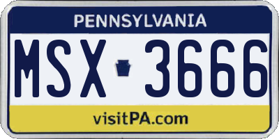 PA license plate MSX3666