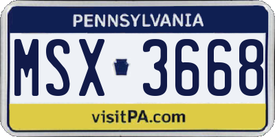 PA license plate MSX3668