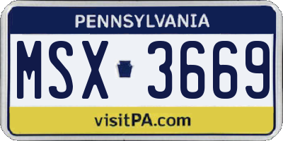 PA license plate MSX3669