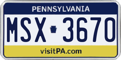 PA license plate MSX3670