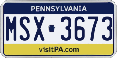 PA license plate MSX3673