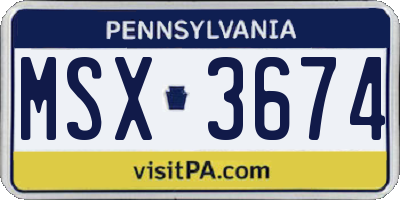 PA license plate MSX3674