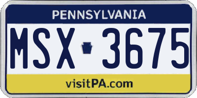 PA license plate MSX3675