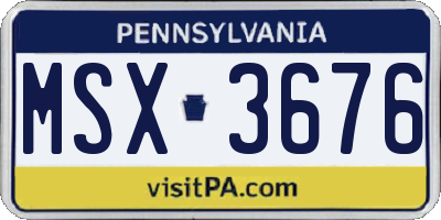 PA license plate MSX3676