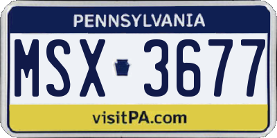 PA license plate MSX3677