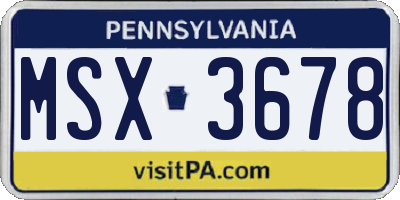PA license plate MSX3678