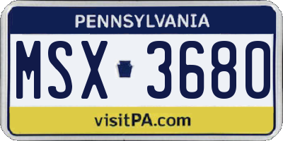 PA license plate MSX3680