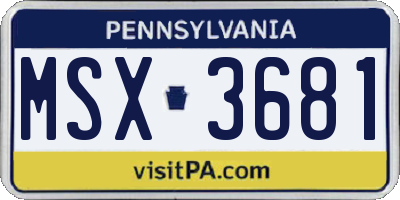 PA license plate MSX3681