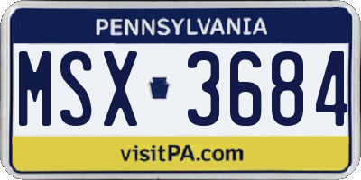 PA license plate MSX3684