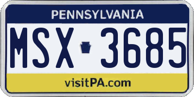 PA license plate MSX3685