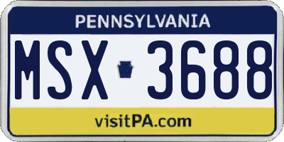 PA license plate MSX3688