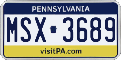 PA license plate MSX3689