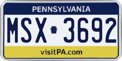 PA license plate MSX3692