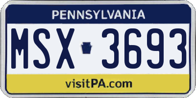 PA license plate MSX3693