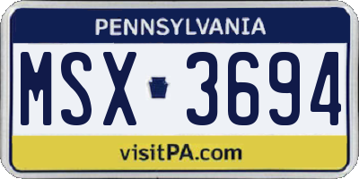 PA license plate MSX3694